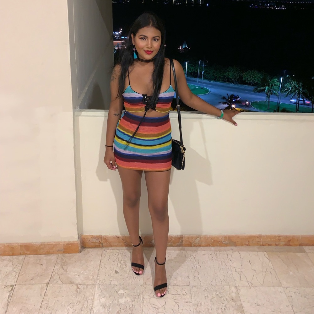 Colorful f21 2 piece skirt and top set